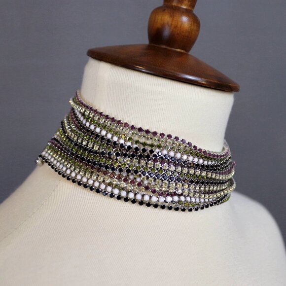 Daniel Swarovski Atelier Rare Signed Multi Strand Rainbow Choker Necklace - Picture 4 of 13
